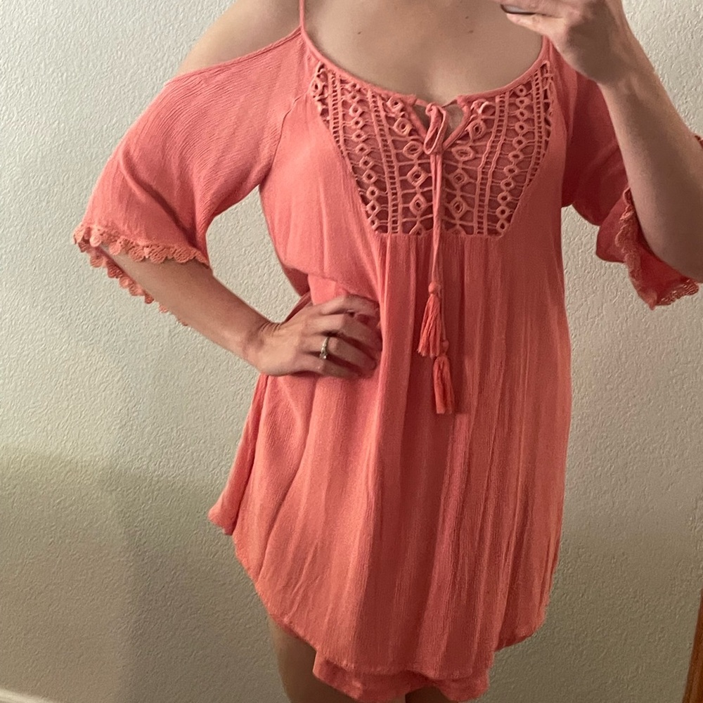 Coral Shirt Dress